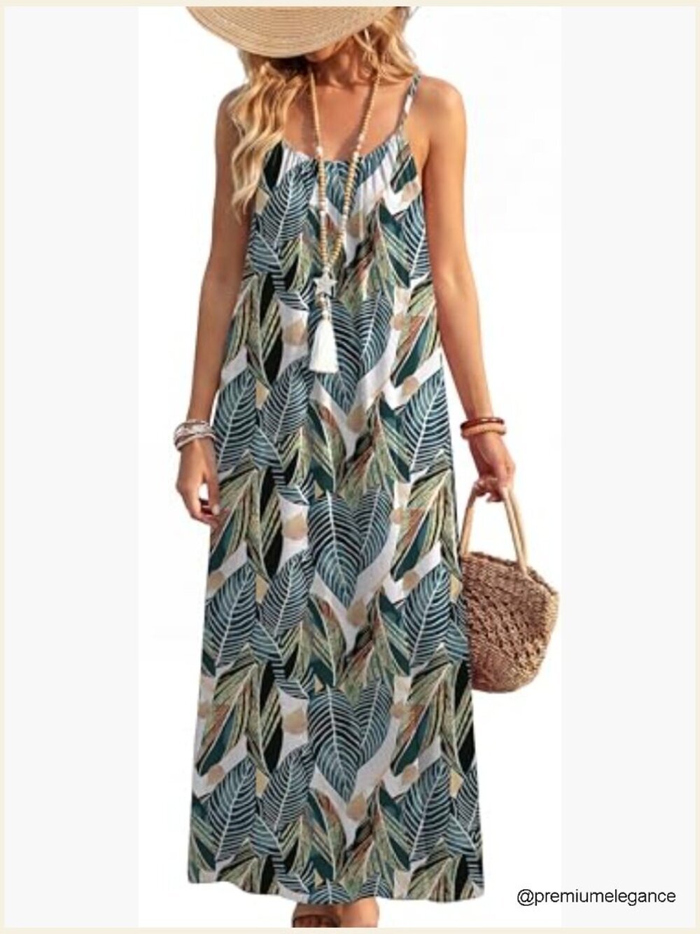 Backless Maxi Sundress Spaghetti Strap Beach Coverup Boho Summer Dress - Picture 2 of 7